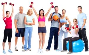 Group of healthy fitness people isolated over white background.